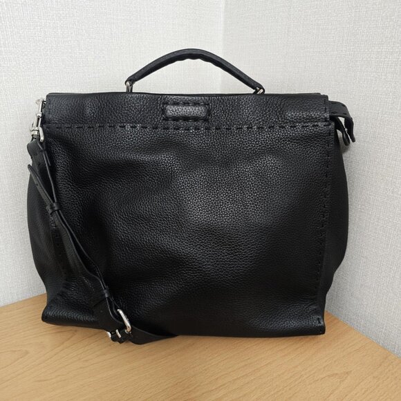 Fendi Black Monster Romano Selleria Leather Peekaboo ISeeU Large Briefcase - Picture 2 of 16